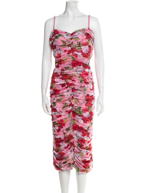 L'Agence Floral Print Midi Length Dress