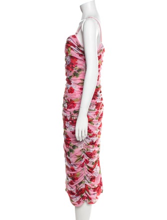 L'Agence Floral Print Midi Length Dress