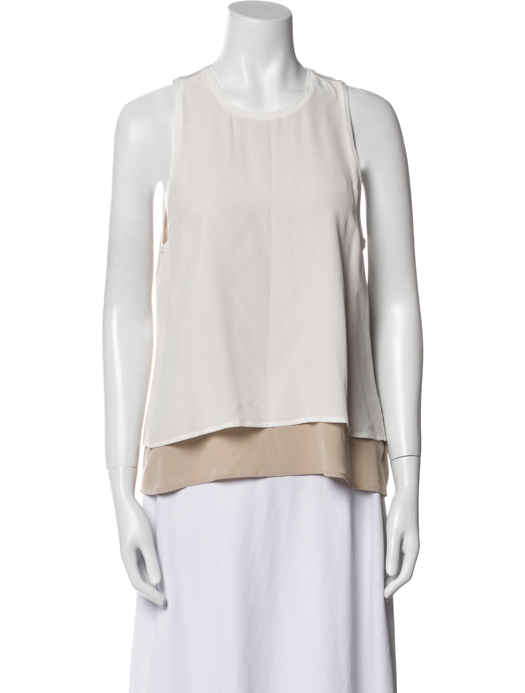 L'Agence Silk Crew Neck Top