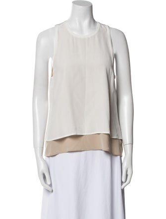 L'Agence Silk Crew Neck Top
