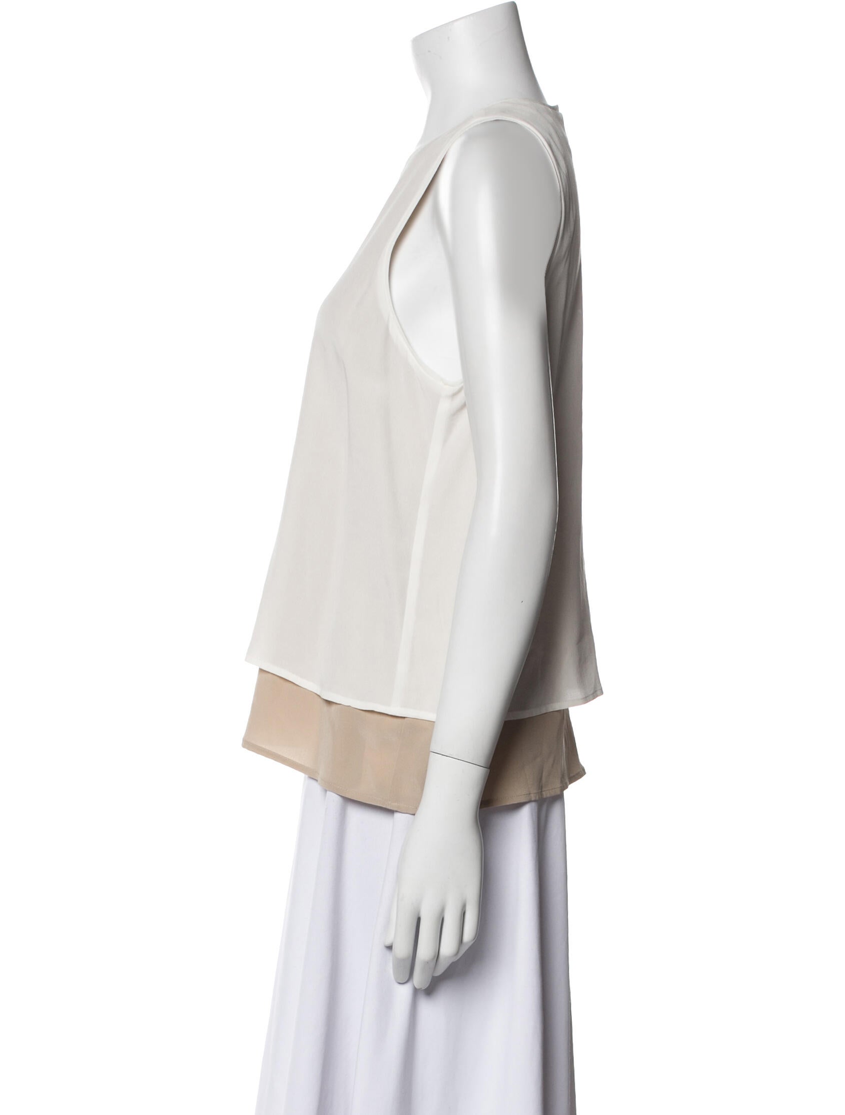 L'Agence Silk Crew Neck Top