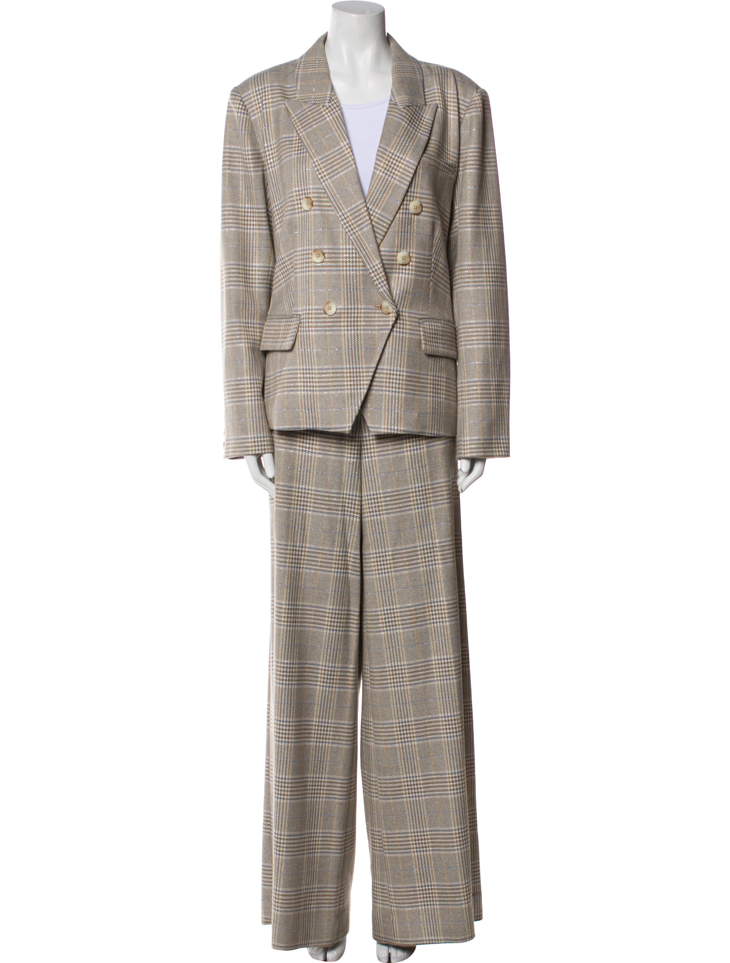 L'Agence Plaid Print Pant Set