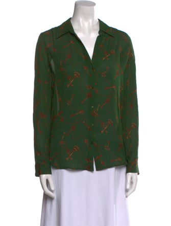 L'Agence Silk Printed Button-Up Top