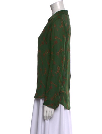 L'Agence Silk Printed Button-Up Top