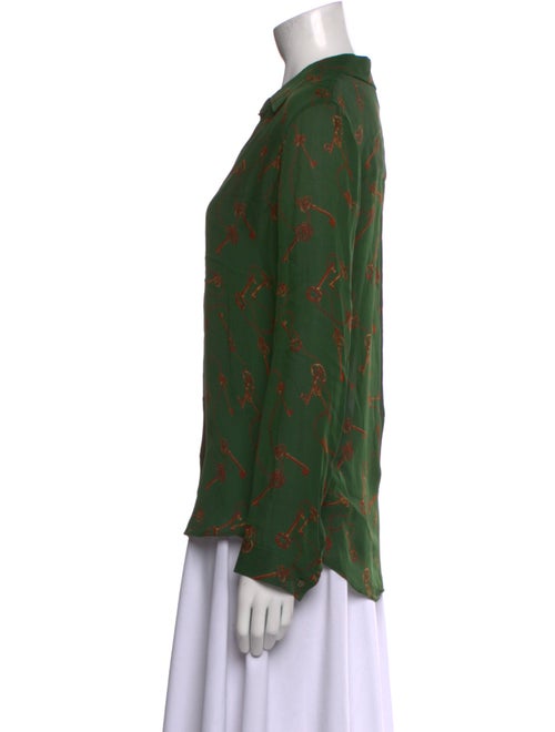 L'Agence Silk Printed Button-Up Top