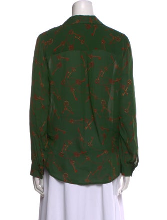 L'Agence Silk Printed Button-Up Top