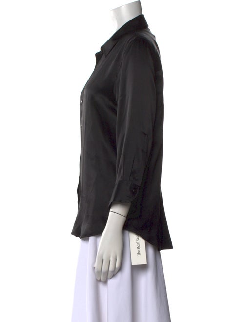 L'Agence Silk Three-Quarter Sleeve Button-Up Top
