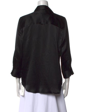 L'Agence Silk Three-Quarter Sleeve Button-Up Top