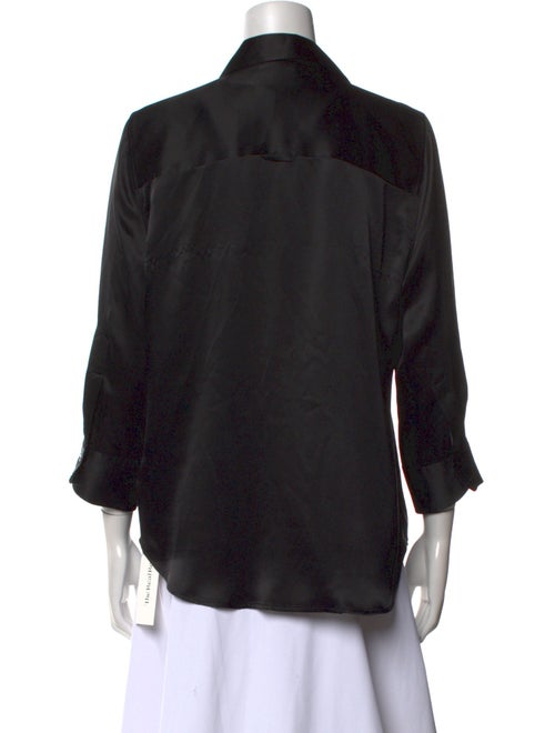 L'Agence Silk Three-Quarter Sleeve Button-Up Top