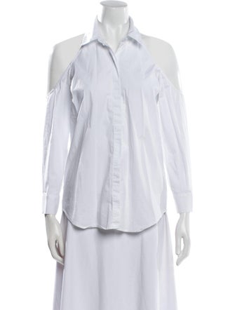 L'Agence Halterneck Three-Quarter Sleeve Button-Up Top