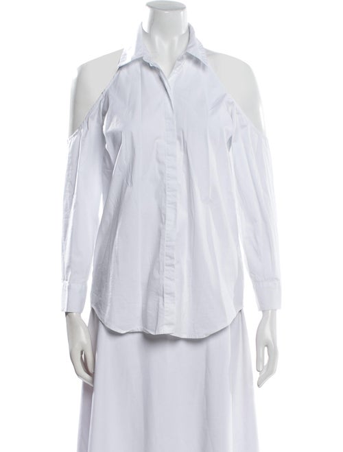 L'Agence Halterneck Three-Quarter Sleeve Button-Up Top