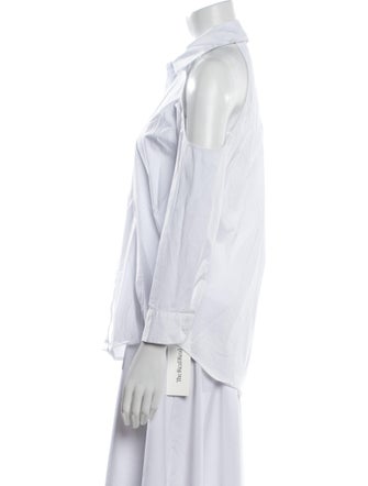 L'Agence Halterneck Three-Quarter Sleeve Button-Up Top