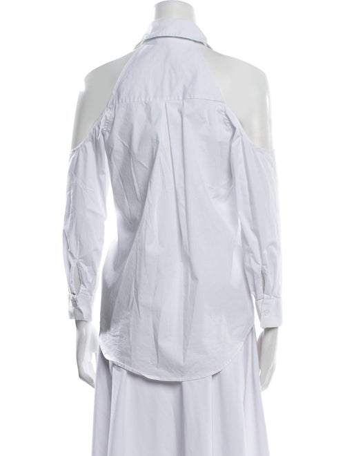 L'Agence Halterneck Three-Quarter Sleeve Button-Up Top