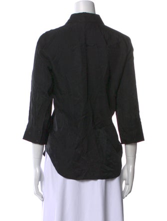 L'Agence Silk Three-Quarter Sleeve Button-Up Top