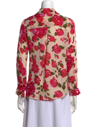 L'Agence Floral Print Long Sleeve Button-Up Top