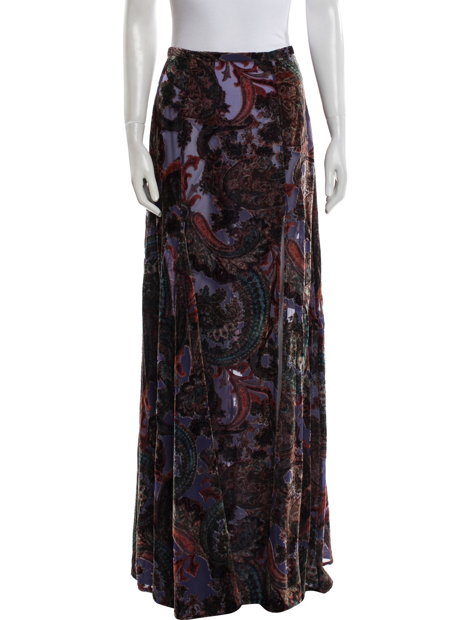 L'Agence Paisley Print Long Skirt