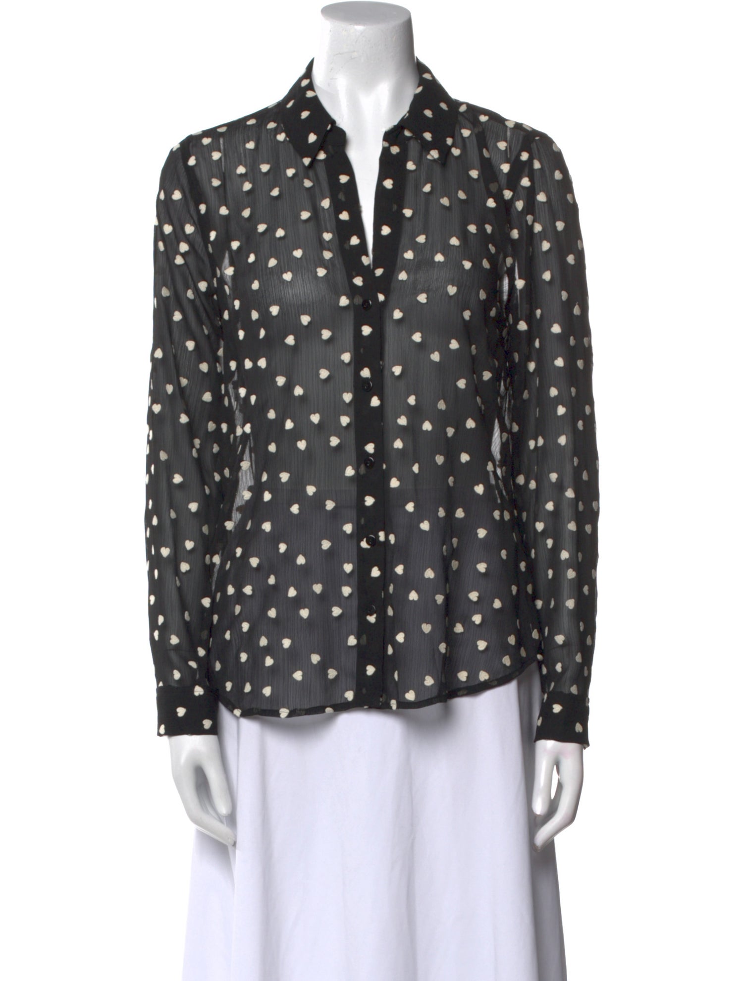 L'Agence Polka Dot Print Long Sleeve Button-Up Top