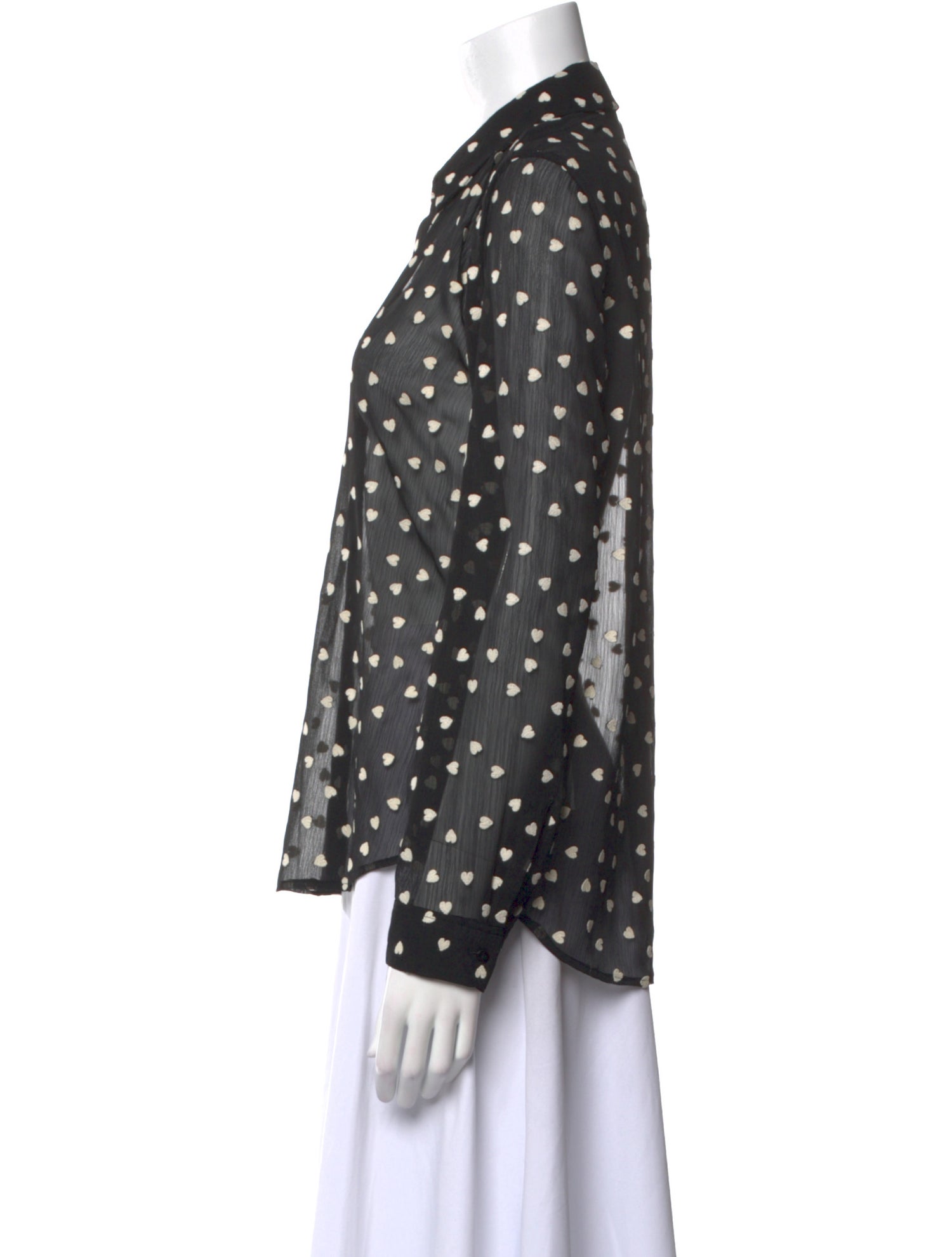 L'Agence Polka Dot Print Long Sleeve Button-Up Top