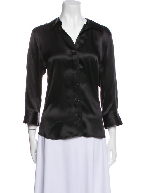 L'Agence Silk V-Neck Button-Up Top