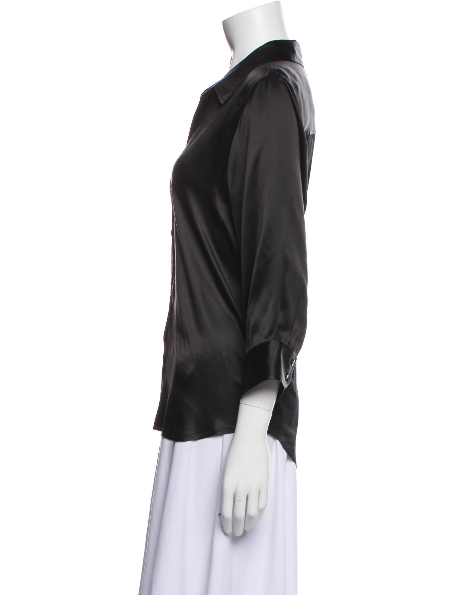 L'Agence Silk V-Neck Button-Up Top