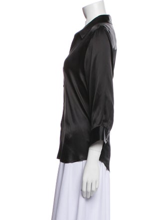 L'Agence Silk V-Neck Button-Up Top