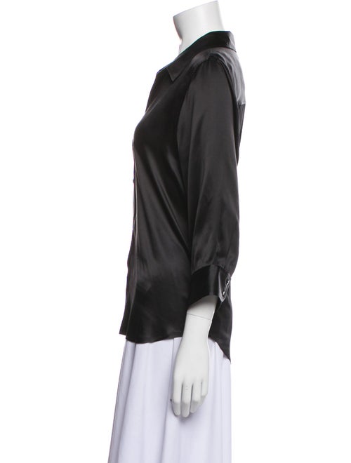 L'Agence Silk V-Neck Button-Up Top