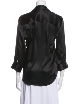 L'Agence Silk V-Neck Button-Up Top