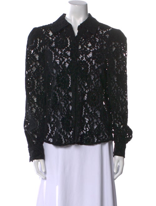 L'Agence Lace Pattern Long Sleeve Button-Up Top