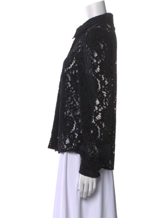 L'Agence Lace Pattern Long Sleeve Button-Up Top