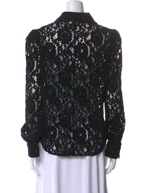 L'Agence Lace Pattern Long Sleeve Button-Up Top