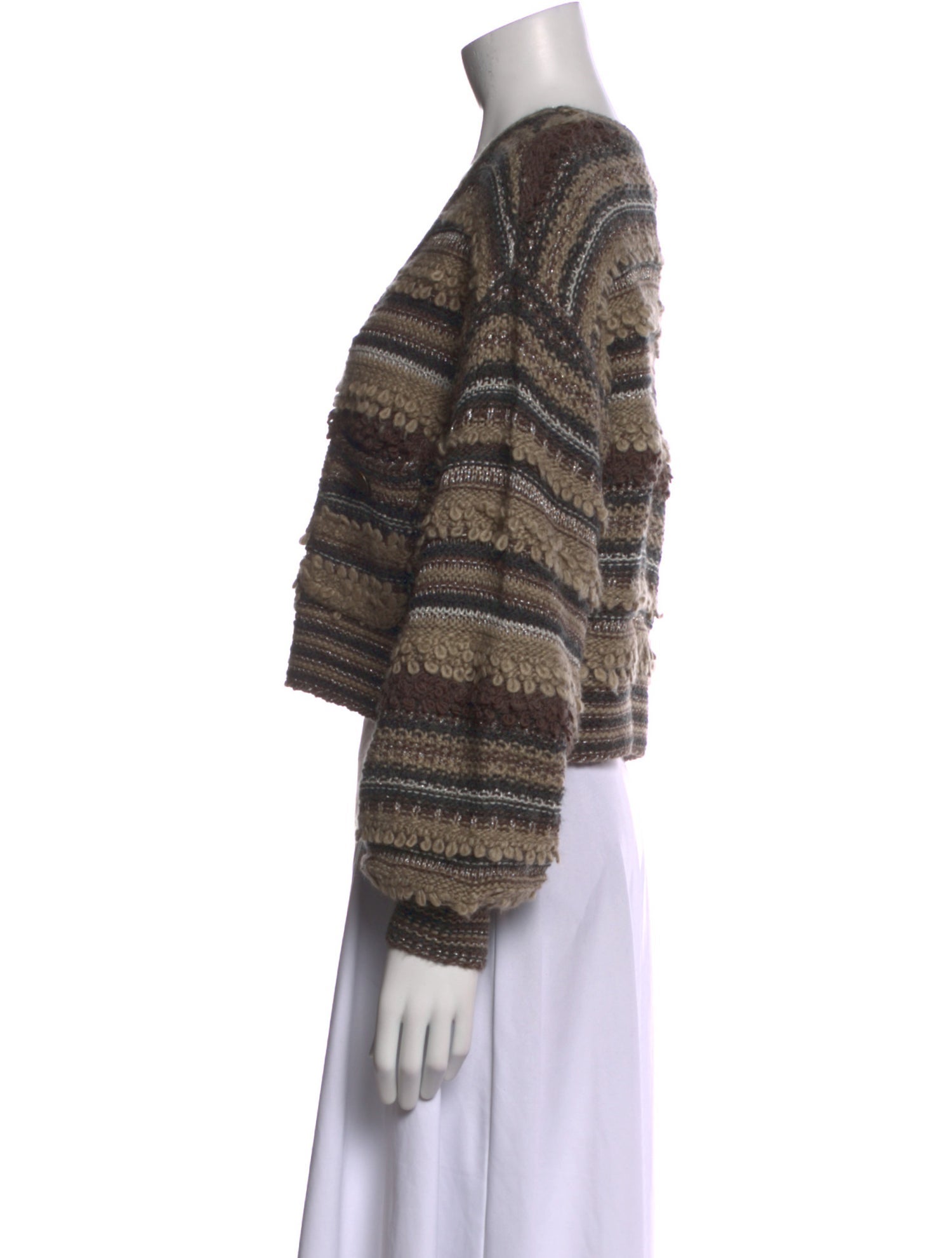 L'Agence Striped V-Neck Sweater