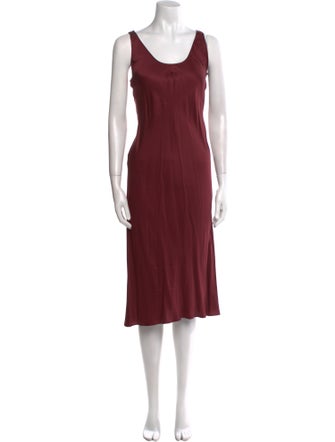 L'Agence Scoop Neck Midi Length Dress