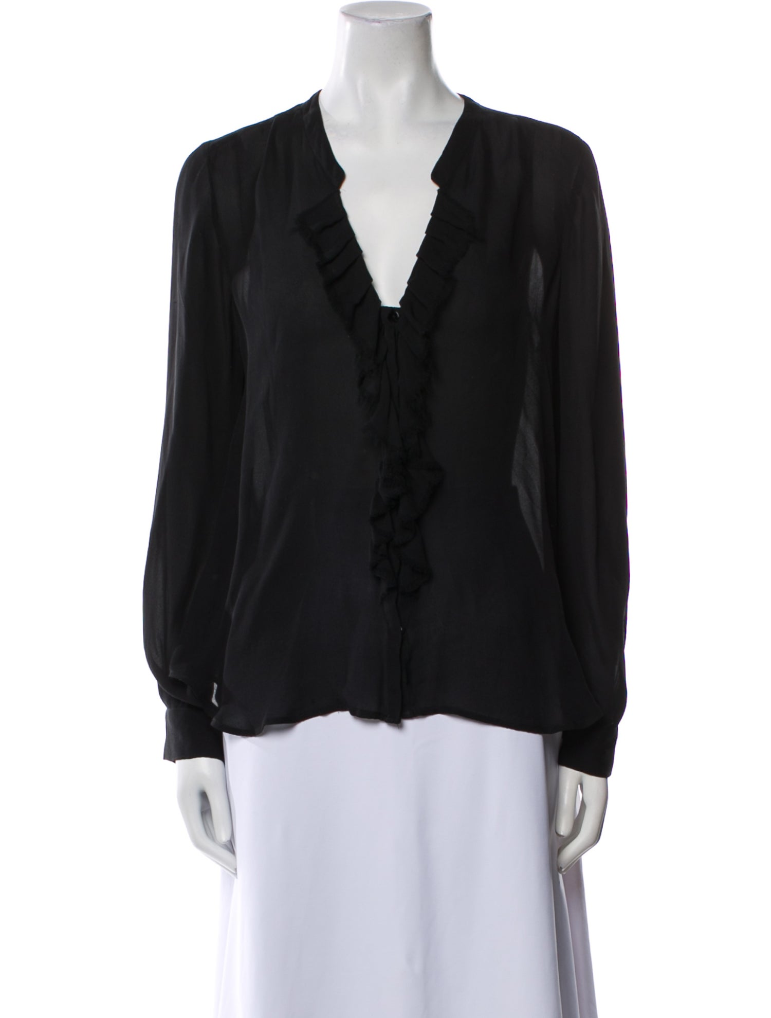 L'Agence Silk V-Neck Blouse