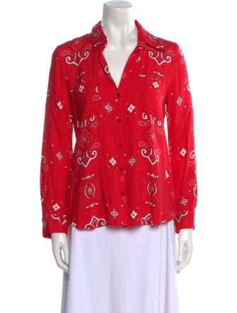 L'Agence Paisley Print Long Sleeve Button-Up Top