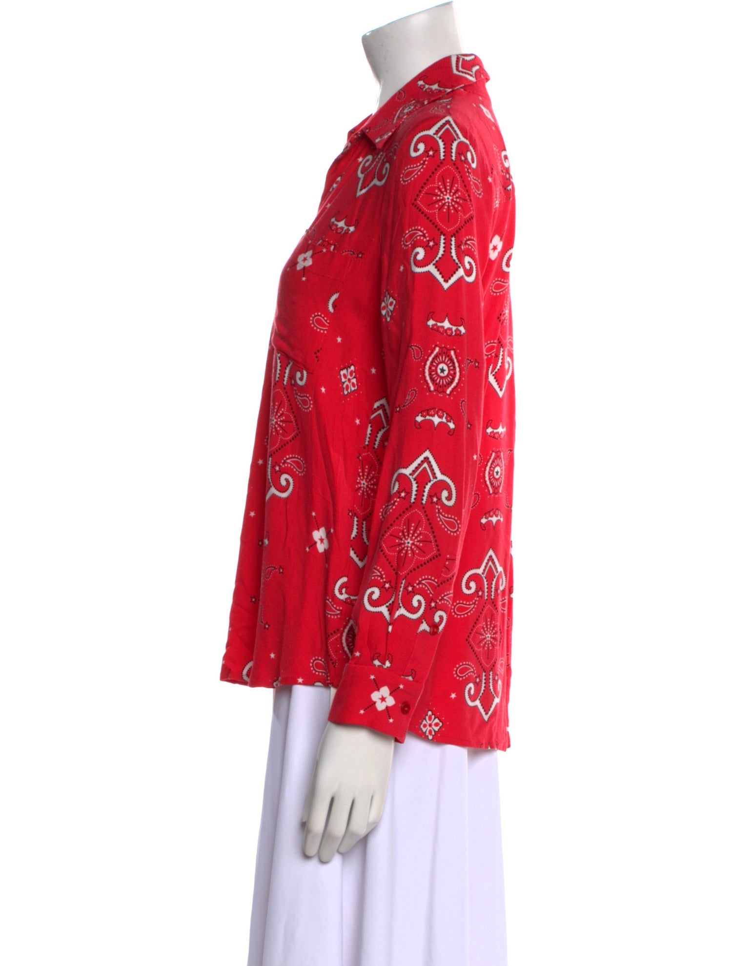 L'Agence Paisley Print Long Sleeve Button-Up Top