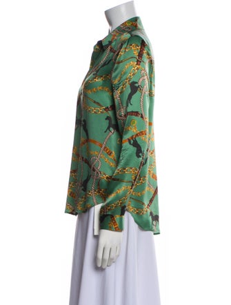 L'Agence Silk Printed Button-Up Top