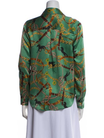 L'Agence Silk Printed Button-Up Top