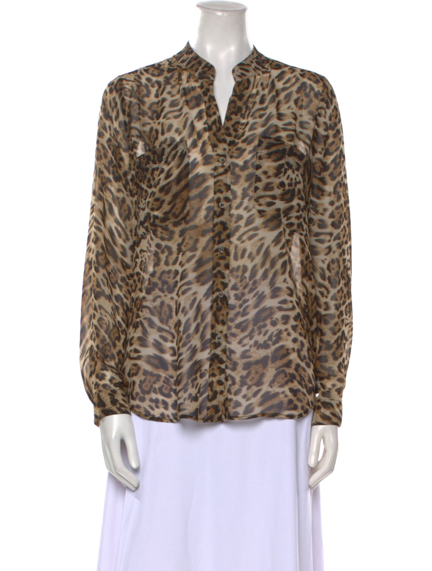 L'Agence Animal Print V-Neck Blouse