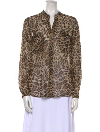 L'Agence Animal Print V-Neck Blouse