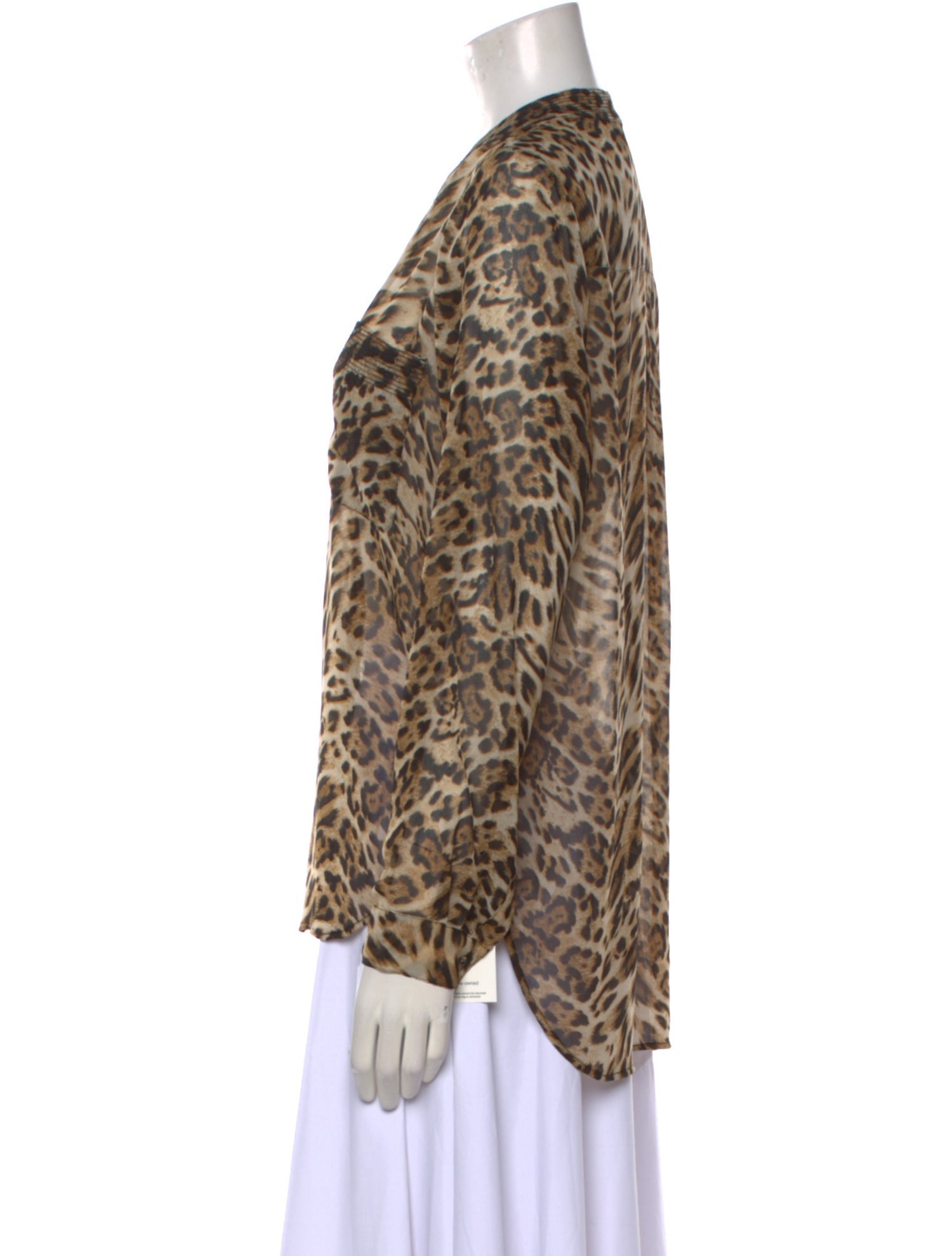 L'Agence Animal Print V-Neck Blouse