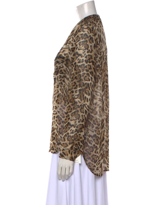 L'Agence Animal Print V-Neck Blouse