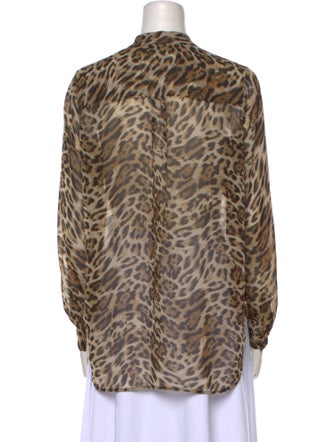 L'Agence Animal Print V-Neck Blouse