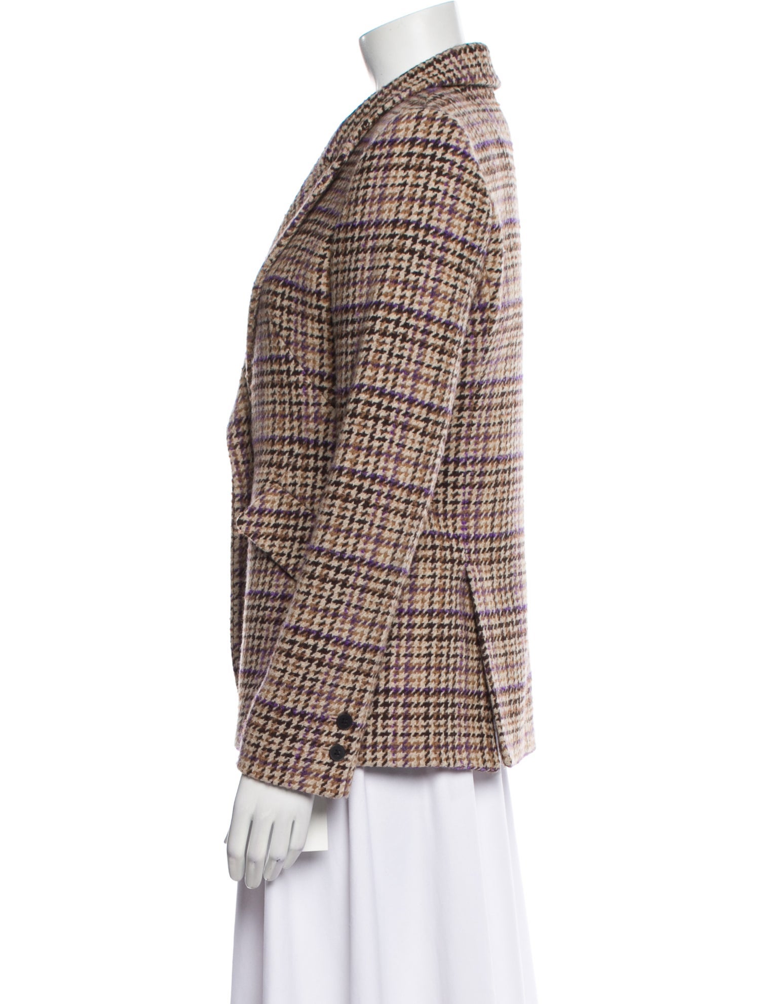 L'Agence Wool Plaid Print Blazer