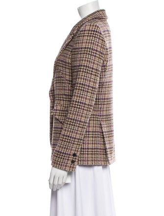 L'Agence Wool Plaid Print Blazer