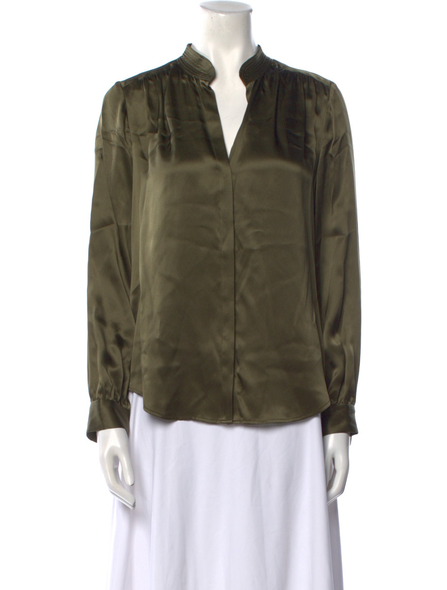 L'Agence Silk V-Neck Button-Up Top w/ Tags