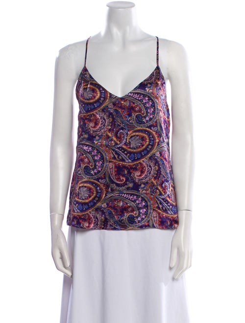 L'Agence Silk Paisley Print Top