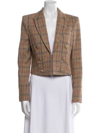 L'Agence Wool Plaid Print Blazer