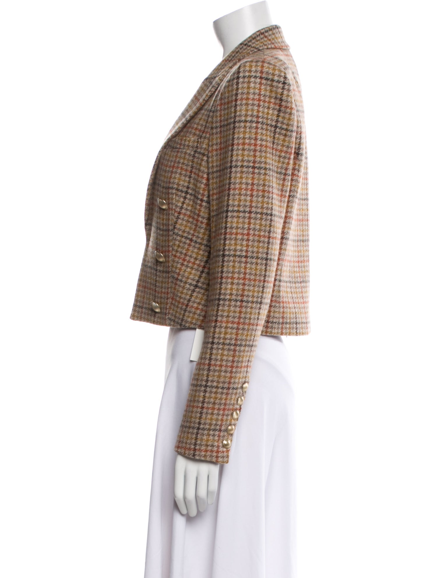 L'Agence Wool Plaid Print Blazer