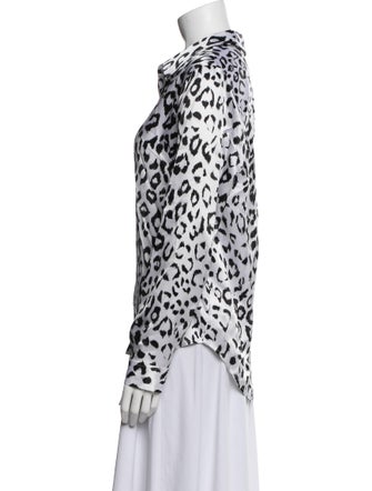 L'Agence Silk Animal Print Button-Up Top