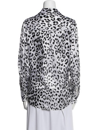 L'Agence Silk Animal Print Button-Up Top